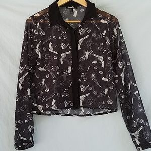 Jennyfer Sheer Crop Blouse